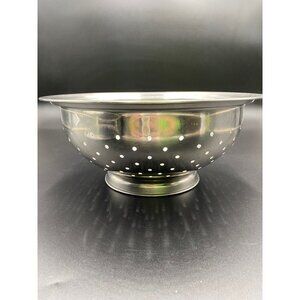 Vtg EKCO Flint Stainless Steel Colander Strainer10.5" Pedestal Base USA